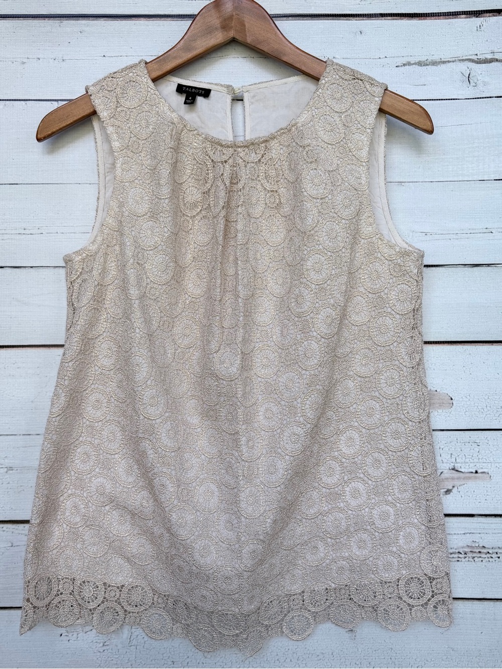 Talbots Geometric Circle Crochet Lace Sleeveless Blouse - Size 4